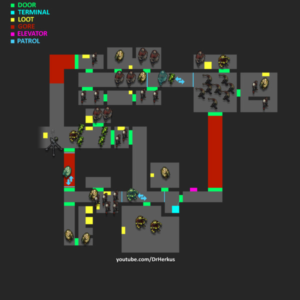 Карта нижнего уровня 2 в бункере Альфа