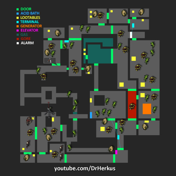 Карта нижнего уровня 3 в бункере Альфа