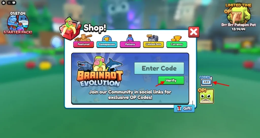 Brainrot Evolution - коды