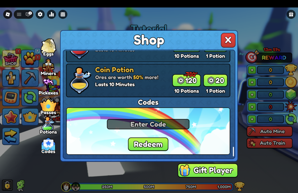 Симулятор кирки - рабочие коды